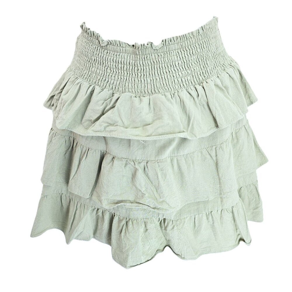 Loveriche Sage Green Tiered Smocked Boho Sweet Girl MIni Skirt Women Size Large